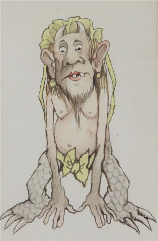 Marcel Bernard Sendak (1928-2012), two original watercolour drawings for The Wild Things, signed 9 x 5.5in and 8.5 x 4in.